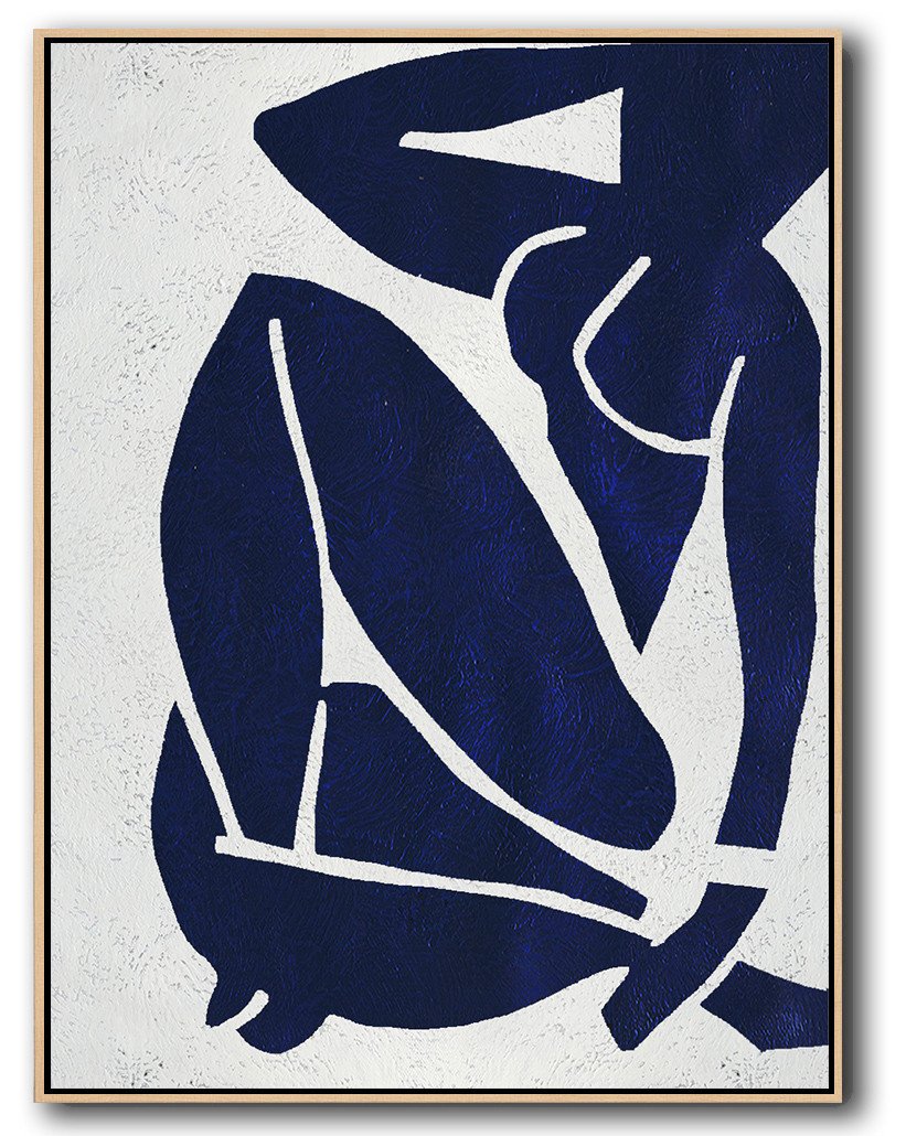 Buy Hand Painted Navy Blue Abstract Painting Nude Art Online - Canvas Art Huge